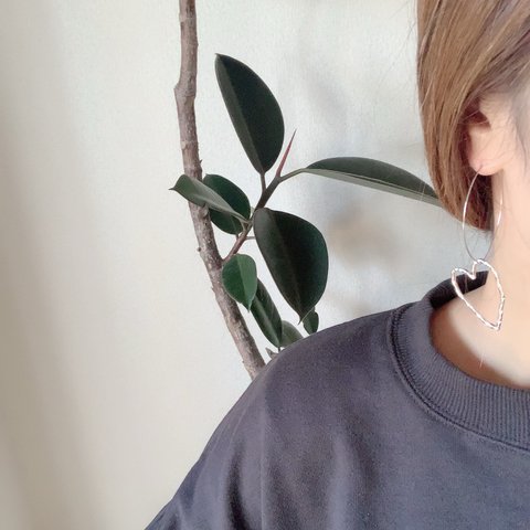 ハートフープのシンプルピアス♡シルバー♡NO.1381