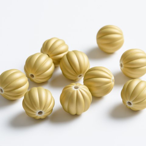 (bs-00039)かぼちゃ型 ビーズ ゴールド 16.5mm 10粒 ネックレス ブレスレット パーツ ハンドメイド 材料 アクセサリーパーツ