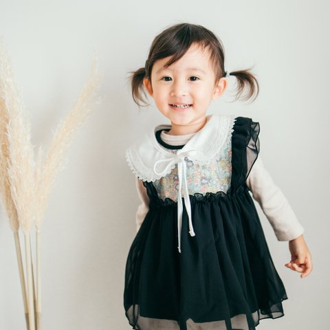 子供服 ブラック チュニック ワンピース 女の子服 誕生日 プレゼント 【受注制作】90-130