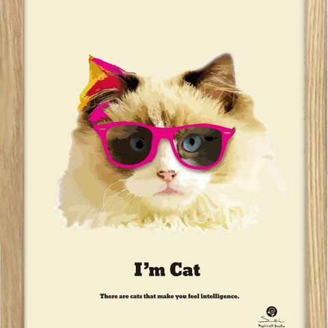 FIT　オリジナル　ポスター　A4 　アート　seiで検索　誕生日プレゼント　結婚祝い　新築祝い　贈りもの　ファンシー　動物　かわいい　猫　m-324