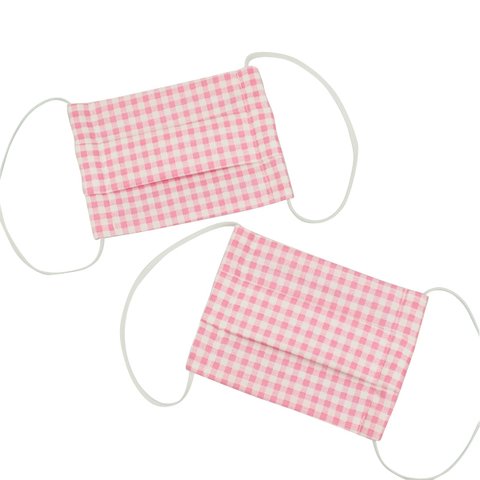 【送料無料】ピンク4mmチェック (プリーツタイプ) 幼児・子供用サイズ(2枚セット)