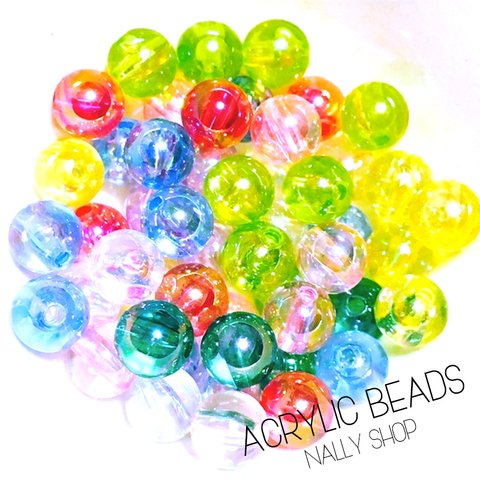 再入荷！8mmアクリルホログラムビーズ50個セット【B8-24】