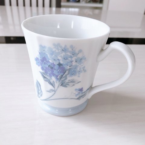 【再販】マグカップ　紫陽花ブルー　ポーセラーツ