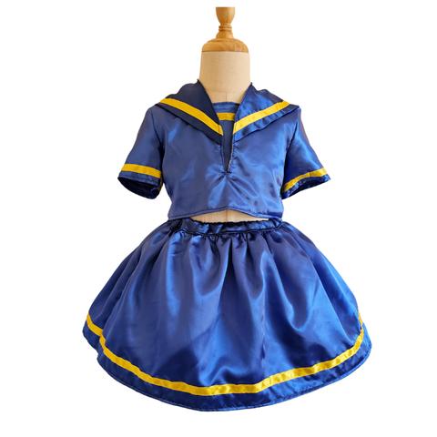 【試作品販売】あひるさん青セーラー服・ぽわんスカート上下セット　120cmサイズ☆　夢の国バウンド　