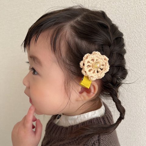 お花ピン　麦わら帽子ピン　ヘアクリップ　やっとこピン　2点セット