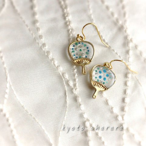 花火うちわ＊ピアス/イヤリング