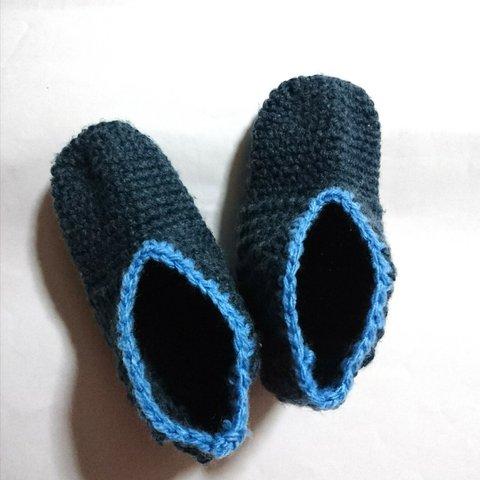 毛糸の靴下カバー 濃紺(ブルー)
