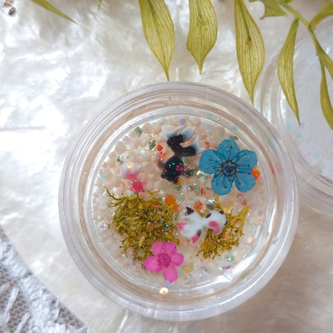 チビチビ 金魚鉢　B　琉球ガラスと星の砂使用　レジン金魚