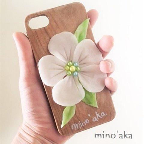 【iPhoneウッドケース】天然木のハードケース　≪mino'aka ＝ ほほえみ①≫