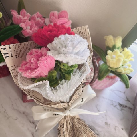 造花　モールフラワー　ブーケ　花束　モールアート　プレゼント　母の日　記念日