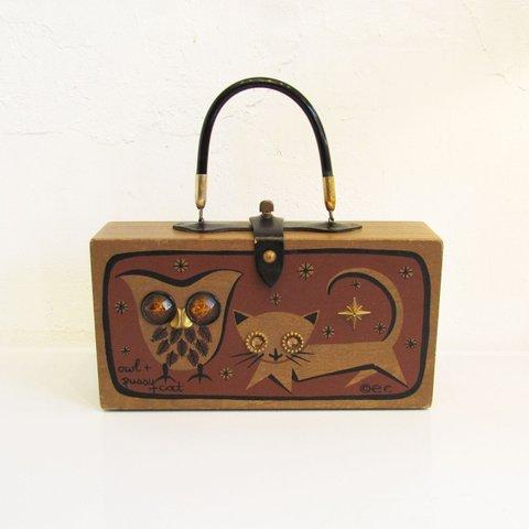 ★Vintage 1960's  Enid Collins Cat & Owl Box Bag