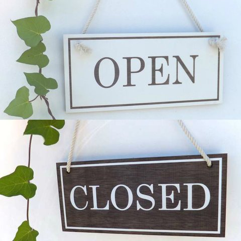 OPEN&CLOSED 【両面】長方形　 木製　おしゃれなプレート　 オープン＆クローズ