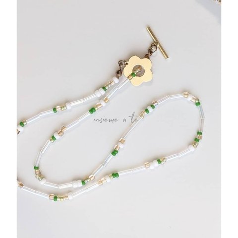 ○beads accessory○夏らしいクリアネックレス○マンテル○チョーカー