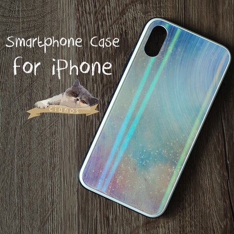 オーロラホログラム加工 宇宙/オーロラサークル スマホケース【送料無料】iPhoneケース