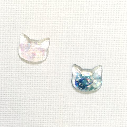 [イヤリングOK]キラキラクリアな猫ピアス