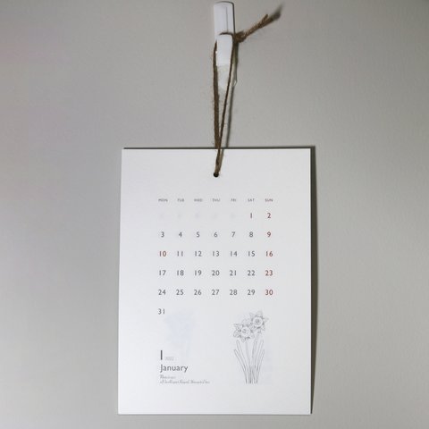 【送料無料】壁掛けカレンダー　誕生月の花