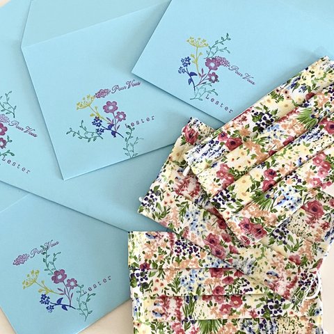 3枚入り💐吸湿性と吸汗性に優れた💐プリーツマスク完成品 フラワーガーデン