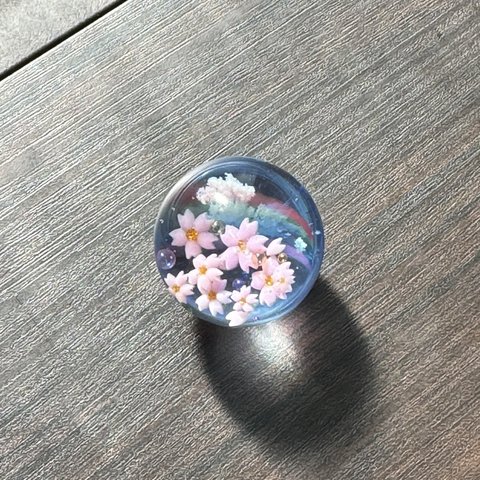 雲レジン玉　桜　虹