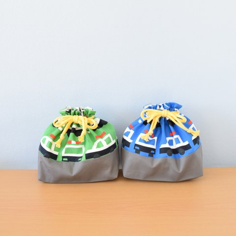 ☆新作☆ お弁当袋 ＊ Hurry!パトカー ＊ ブルー & グリーン ＊オーダー可