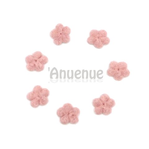お花のウールパーツ15mm 【Pink / ピンク】10個