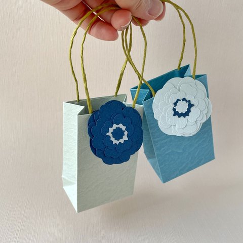 【数量限定】ミニ紙袋＆芍薬をイメージしたお花のミニカードのセット/ 全2種類・ワンランク上のラッピング・プチギフト
