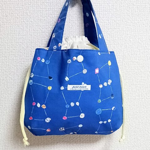 送料込み☆巾着バッグ✨【Orion💫×宇宙×blue☆あおり巾着bag】