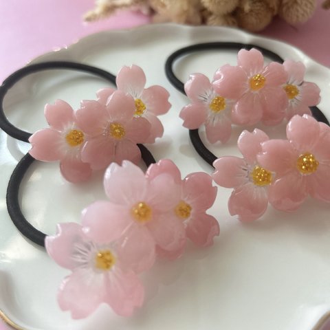 桜　満開　ヘアゴム