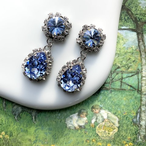 crystal ice sapphire pierce/ earring