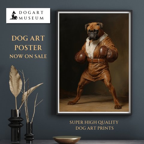 【ファッションショー - ボクサー犬 No.1】A2アートポスター 犬の絵 犬の絵画 犬のイラスト