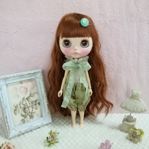 ブライスアウトフィット 🍎059 ロンパースセット(オリーブ) ② ＊blythe outfit