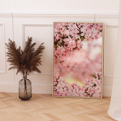 春の花のフォトポスター　/ i1197 / ピンクの桜、モクレン、バラなど　インテリアポスター