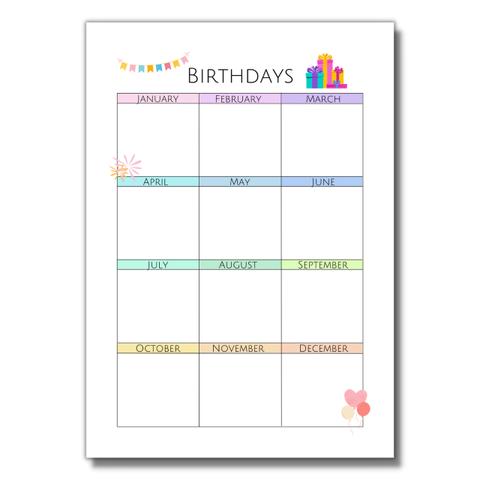 [PDF納品] みんなの誕生日が一目でわかる！Birthday Calendar [#G-5]