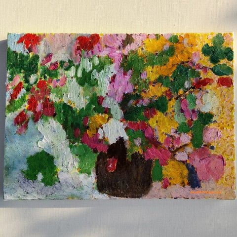 原画「花瓶の花」F4・油彩