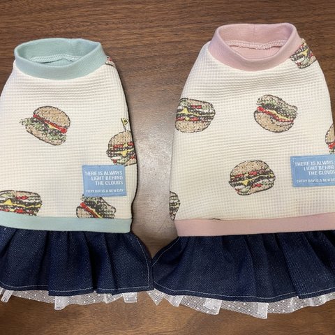 犬服 オーダー ハンバーガー🍔のワンピース 