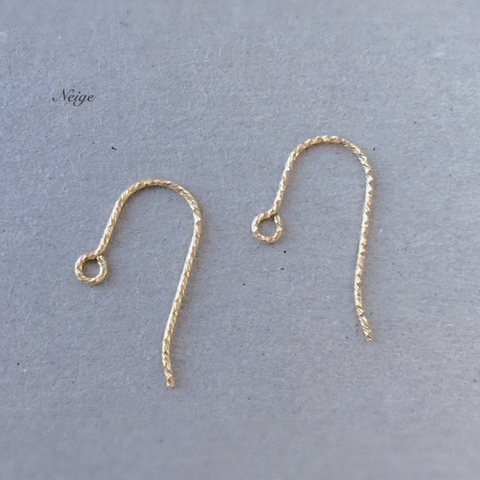 14KGF　ピアスフック(スパークル) 20×12mm