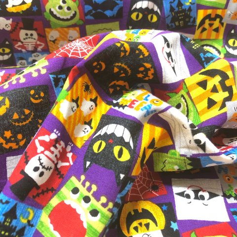 ハロウィン🎃110×50㎝　キューブ👻シーチング生地