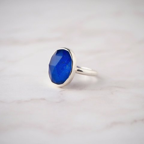 Lapis lazuli ring -ラピスラズリ 彫金 天然石リング アクセサリー シンプルリング ジュエリー 大粒 重ね付け おしゃれ-