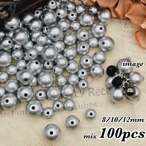 【brsr7286acrc】【3size mix】【100pcs】mat color beads