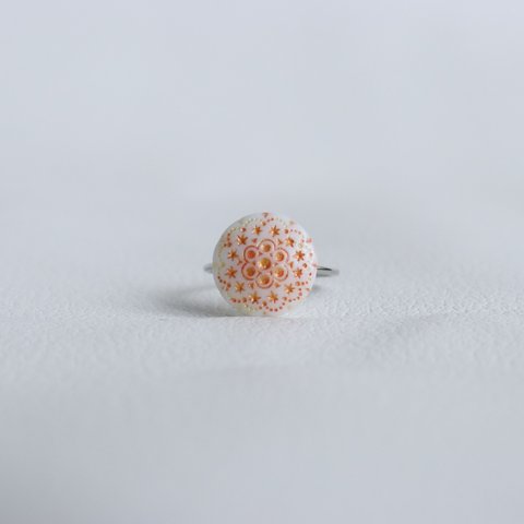 【指輪】小さな星たちのパレード　白×オレンジ　　