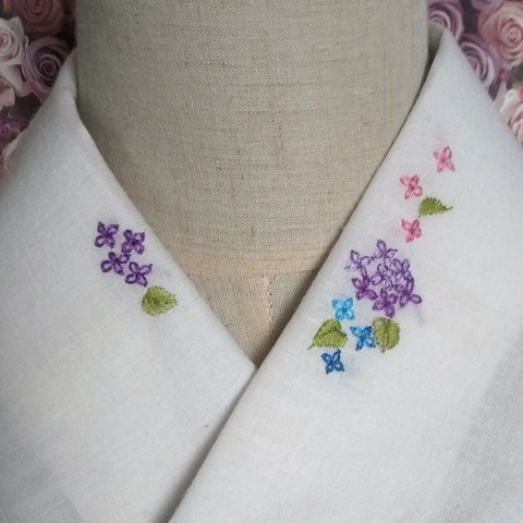手刺繍半襟  紫陽花 