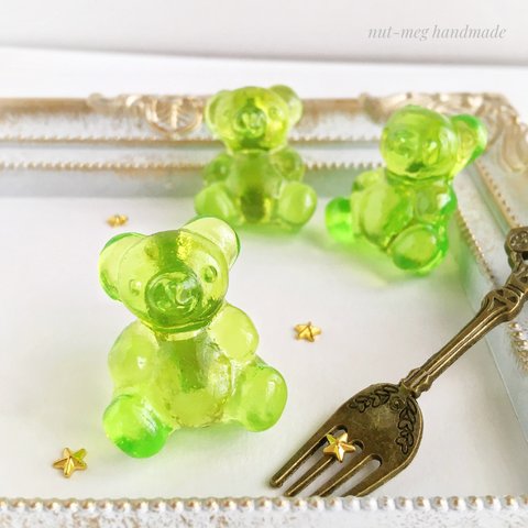 グミベアーブローチ・グリーン(Gummy bear brooch/green/スイーツデコ/フェイクスイーツ/フェイクフード/食品サンプル)