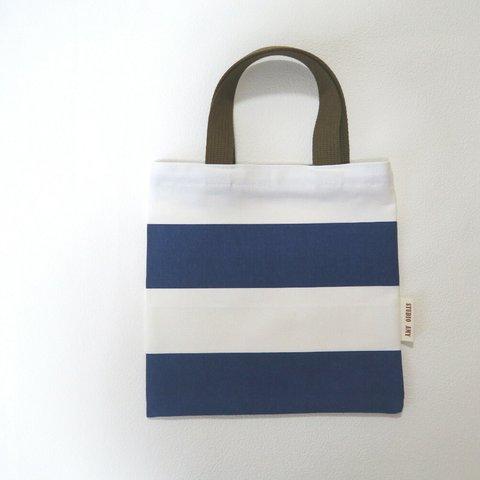 紺ボーダーのミニトート(Navy border mini tote bag)