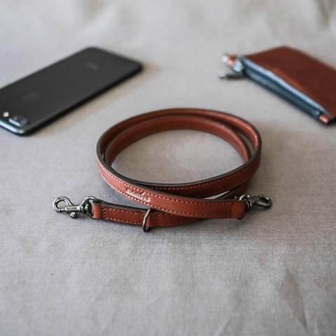 【幅12mm】 Leather Strap レザーストラップ カメラストラップ ウォレットチェーン【ブラウン】