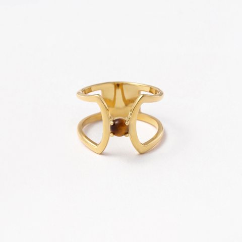 celosia ring / gold / tiger eye stone