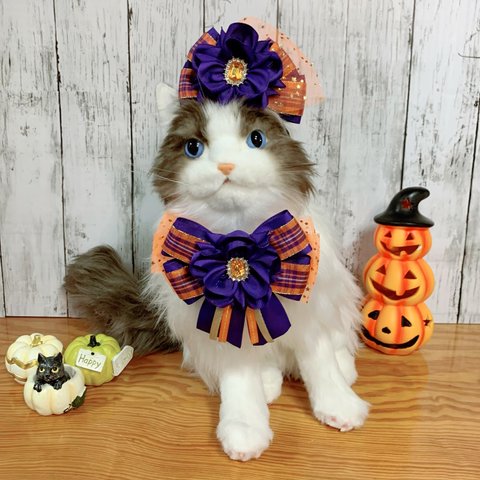 ⭐️再販⭐️ハロウィン　お花カチューシャ＆チョーカー　パープル