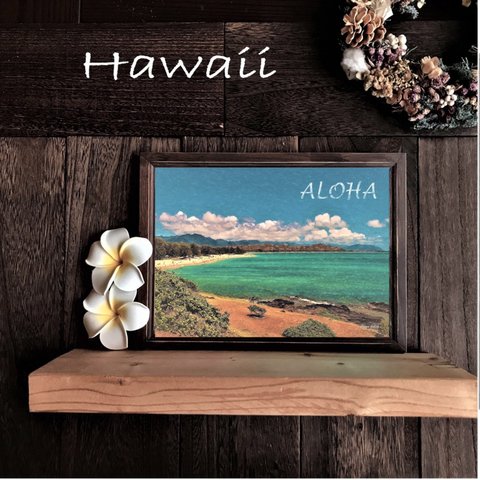 【送料無料】南国の風景☆HAWAII No.650                       フレーム付    A4サイズ