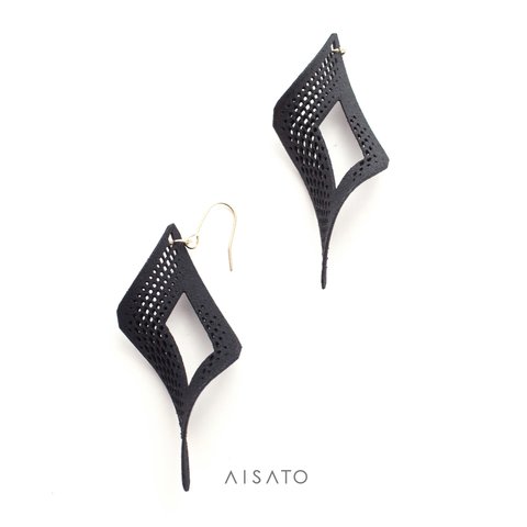 Open Square Earrings Black オープンスクエア　ピアス　ブラック 