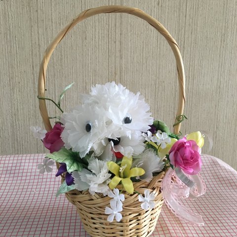 布染め花    カーネーションのワンチャンと小花のアレンジメント