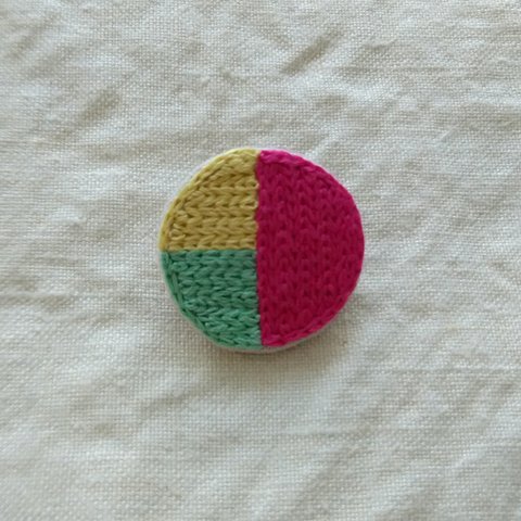 3color circle brooch / pink, cream yellow, mint green