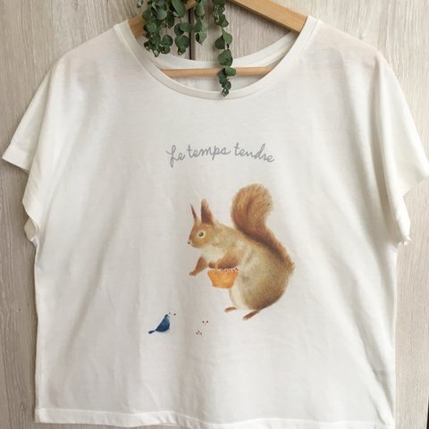 森のりすと小鳥 ドルマンスリーブTシャツ